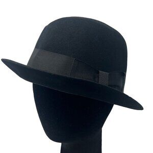 Cavanagh Men's 6 7/8 Black Fedora Bowler Riding Round Hat Vintage Cavart Edge NY